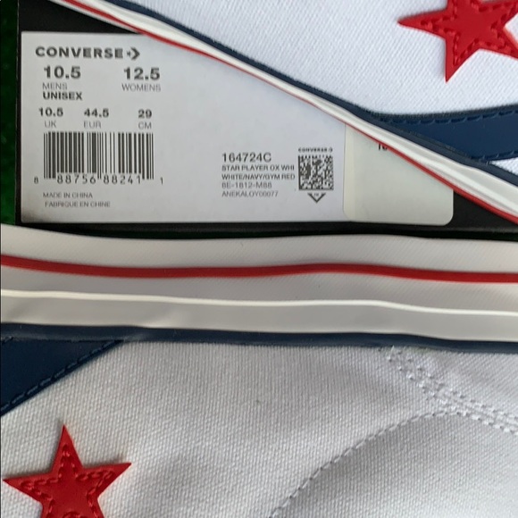 CONVERSE STAR PLAYER OX WHITE/NAVY/GUM RED MEN’S - Picture 16 of 16